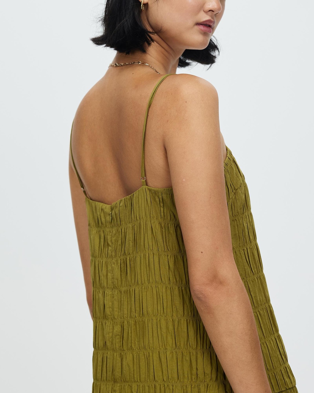slim fit dress slacks SATIN TIE BACK STRAPLESS MAXI | OLIVE  THIRD FORM