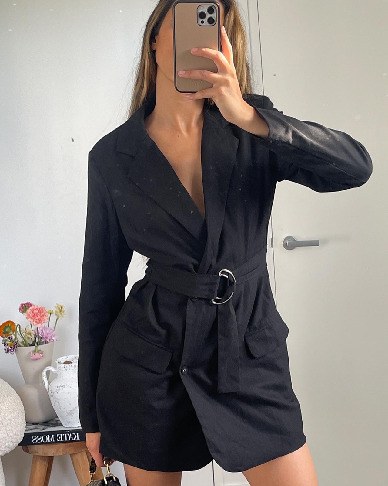 In Lust Linen Blend Blazer Dress