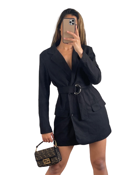 In Lust Linen Blend Blazer Dress