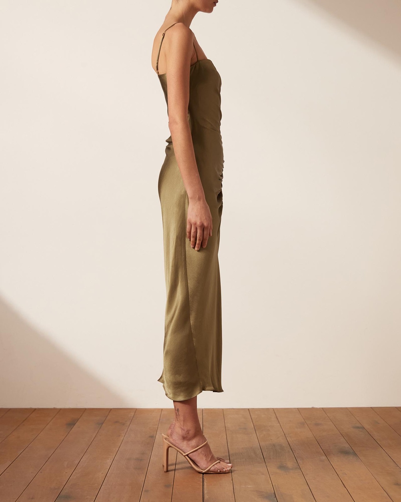 shona joy ruched bias midi dress Shona Joy Thalia Bias Ruched Midi Dress