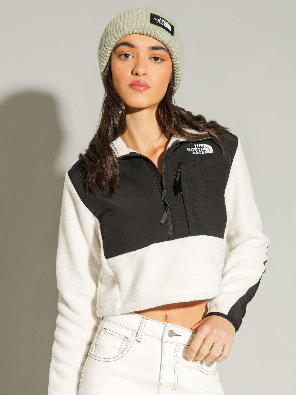 Cropped Denali Fleece in White