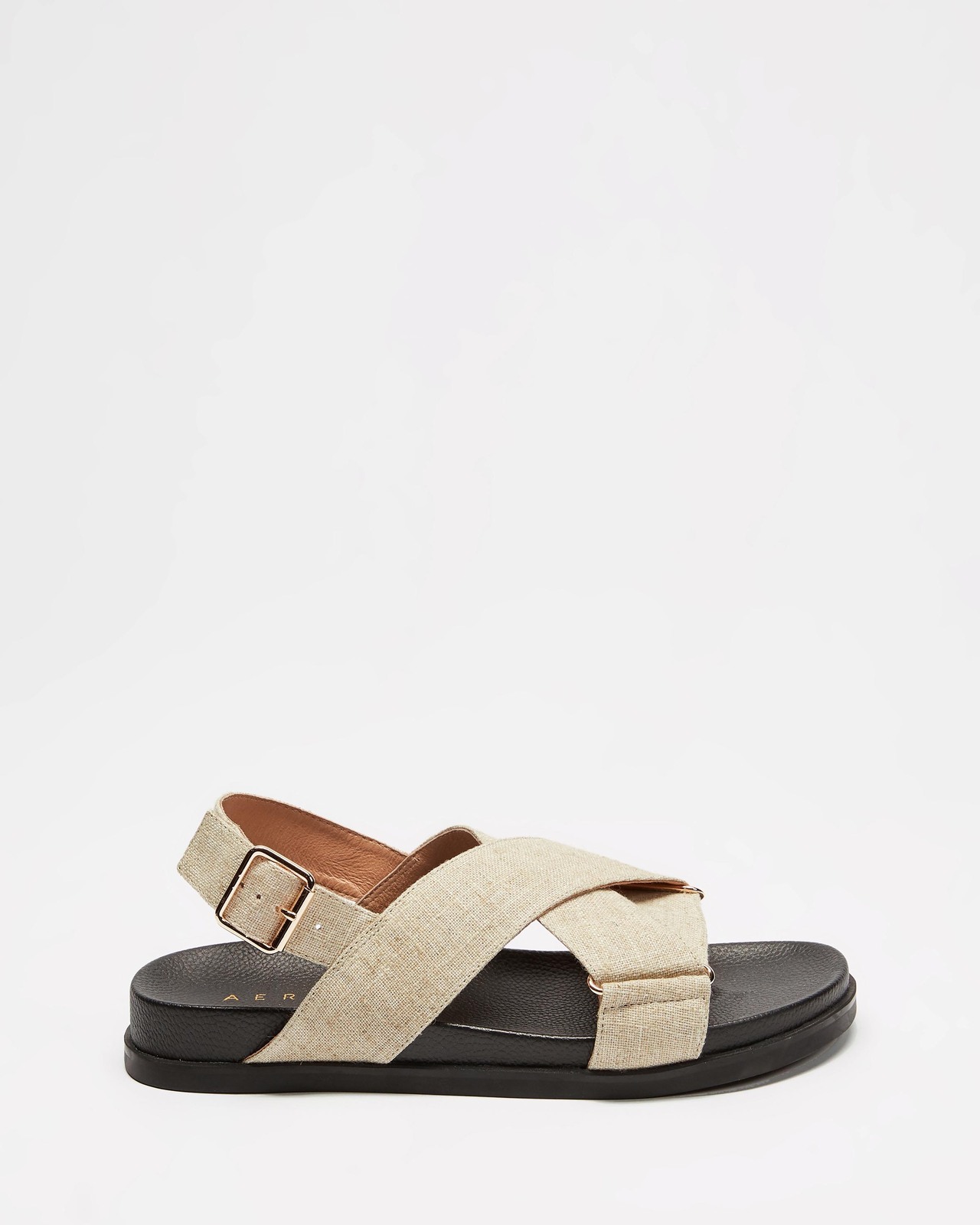 Linen Crossover Footbed Sandals