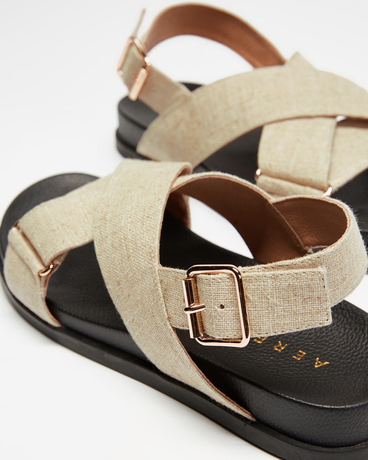 Linen Crossover Footbed Sandals