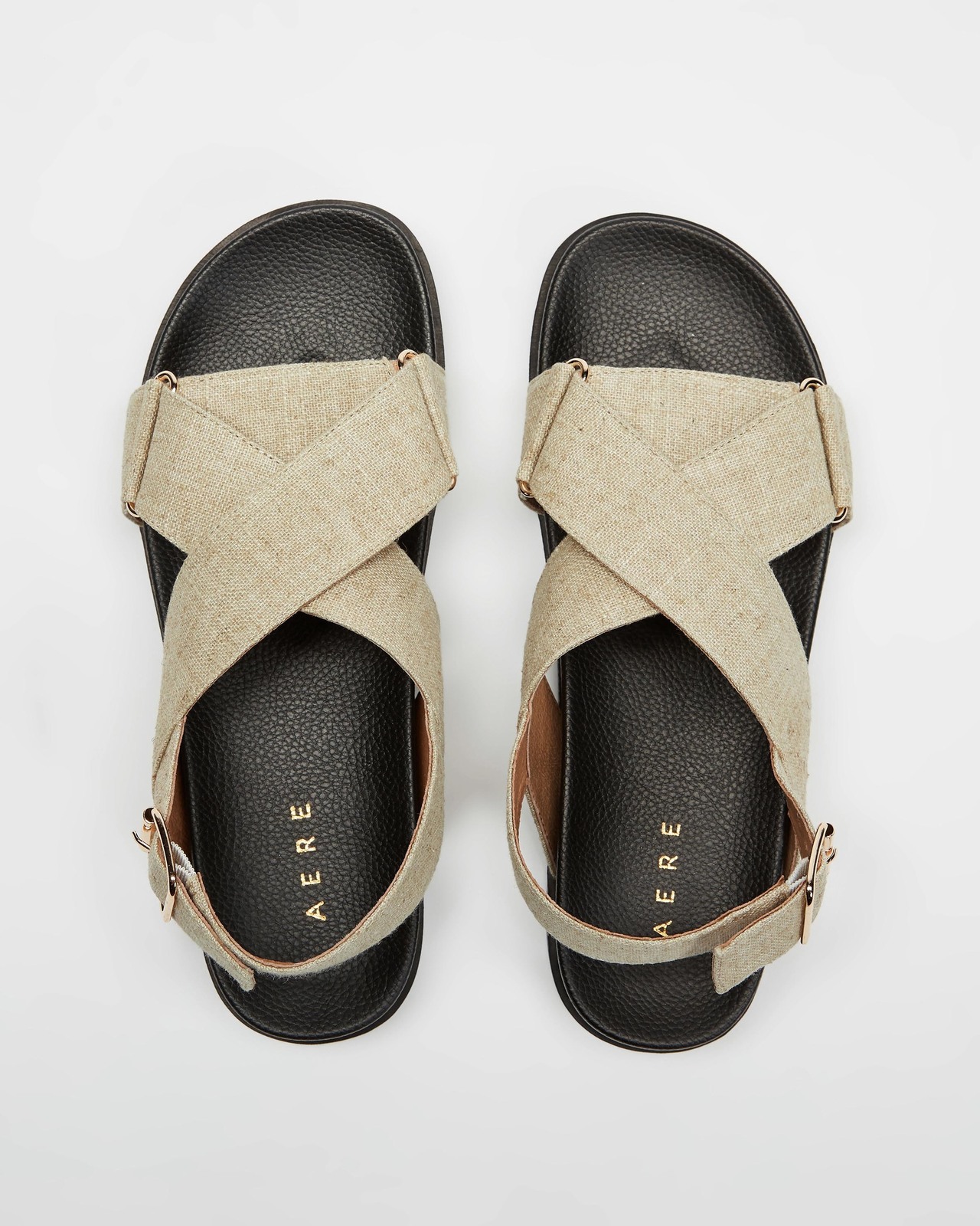 Linen Crossover Footbed Sandals