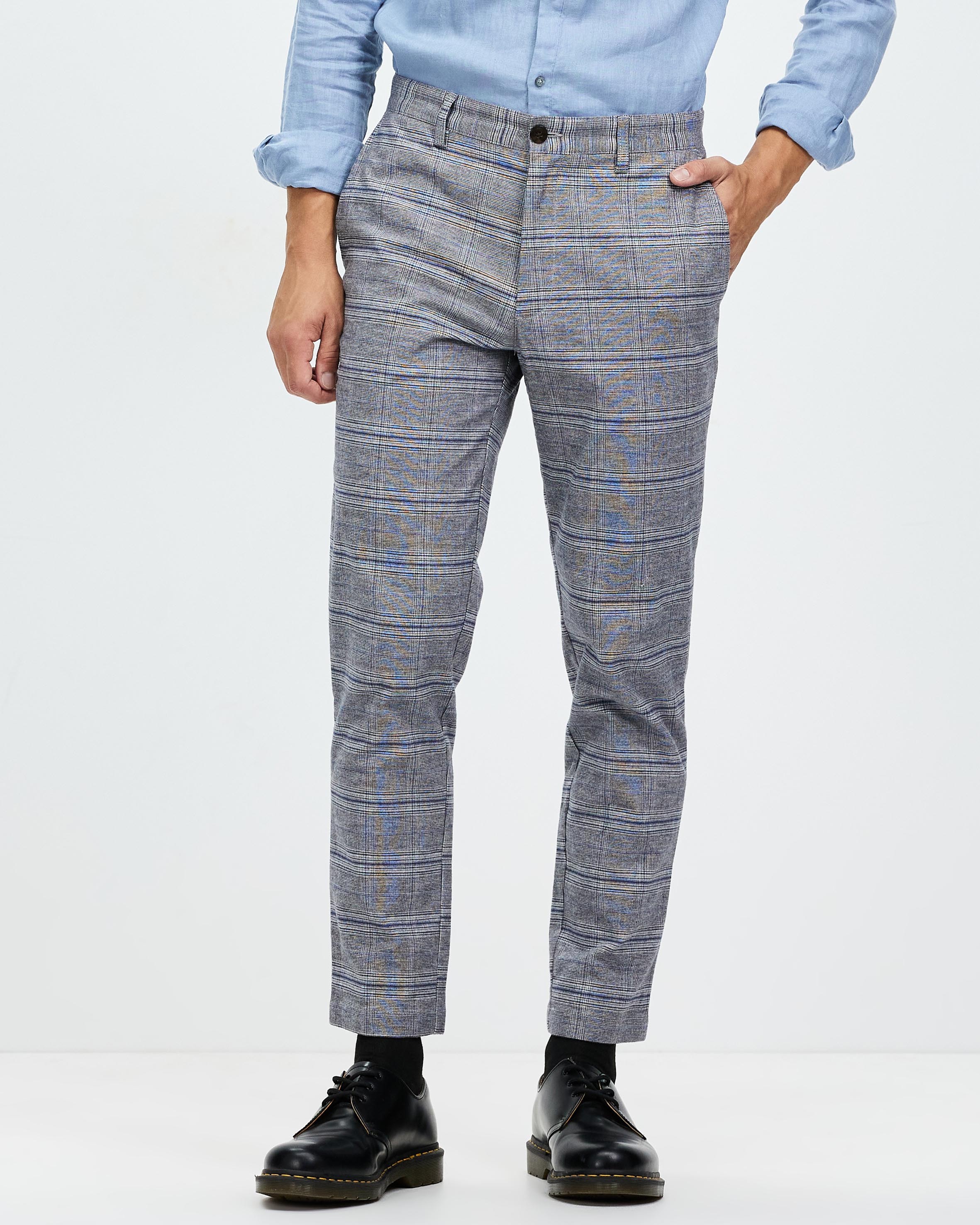 Super Skinny Slim Checkered Trousers Skinny Plaid Trousers Mens