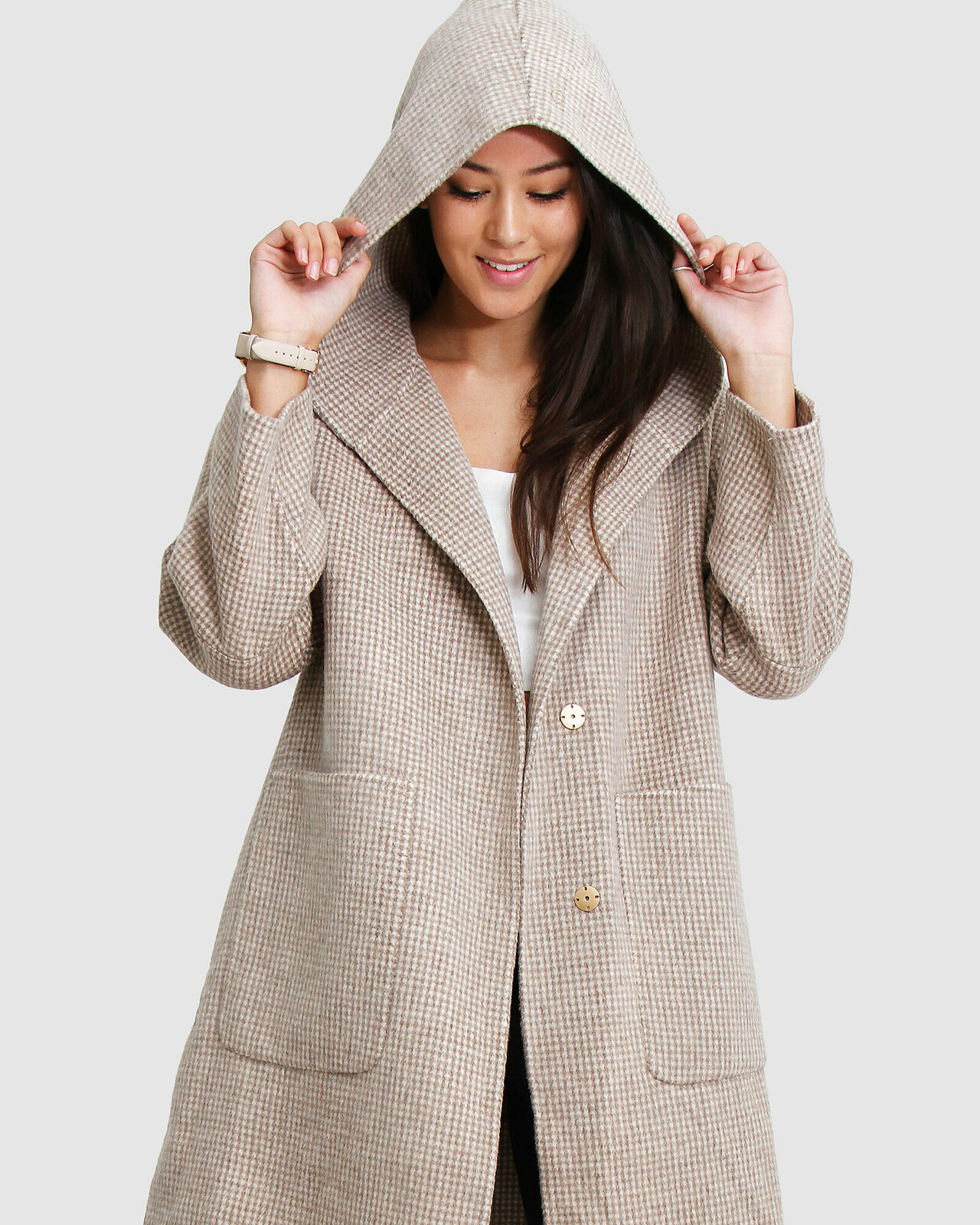 Walk This Way Wool Blend Hooded Coat