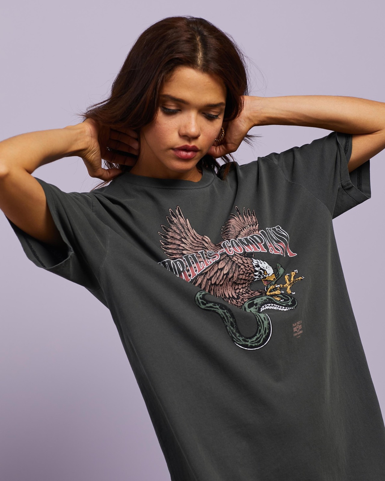 thrills oversized tee dress Thrills Eagle Vs Snake Merch Tee Dress