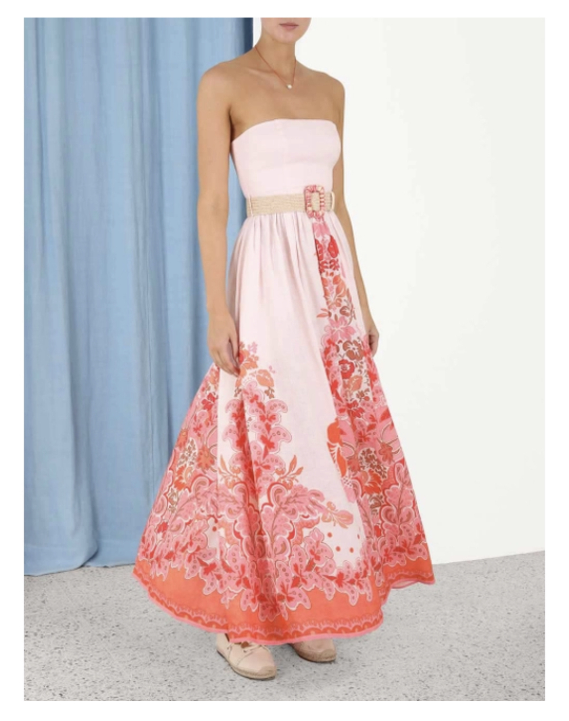 zimmermann august strapless linen maxi dress Zimmermann August Midi Dress