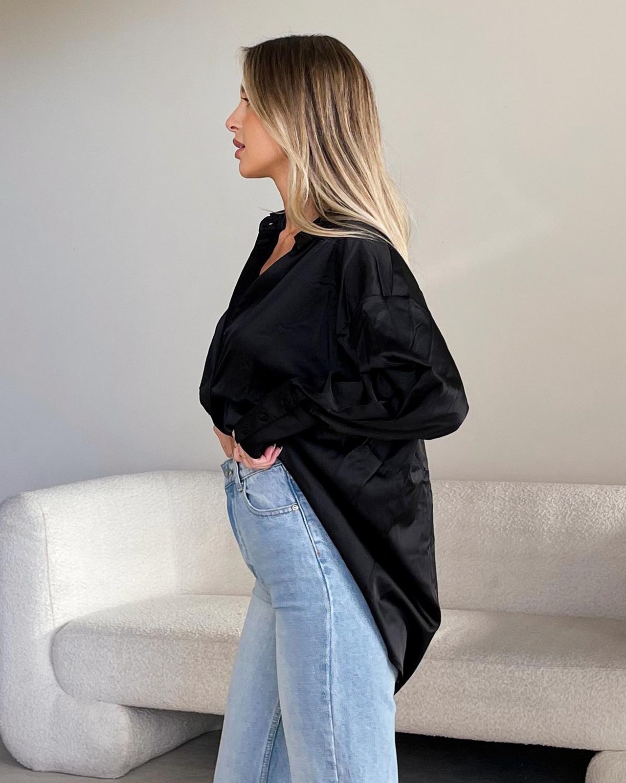 Turn It Up Oversized Silky Shirt