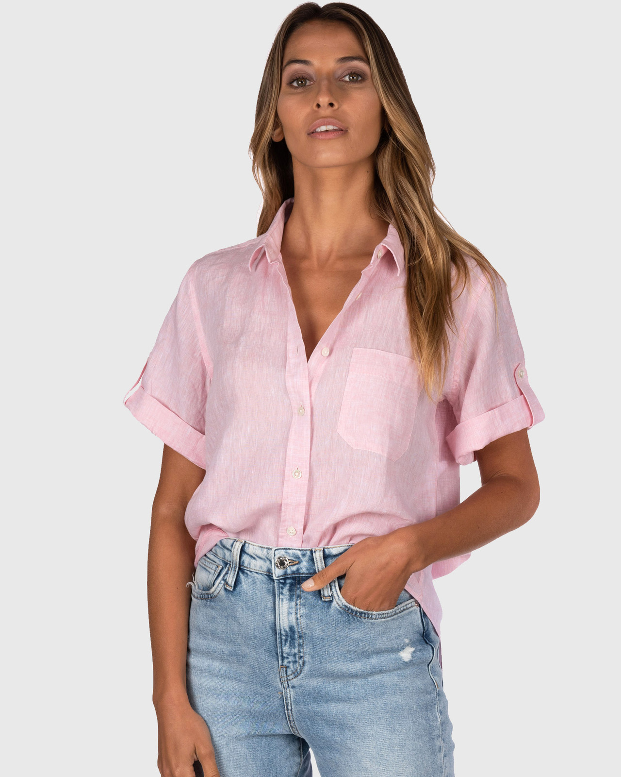 FEBE Short Sleeve Linen shirt