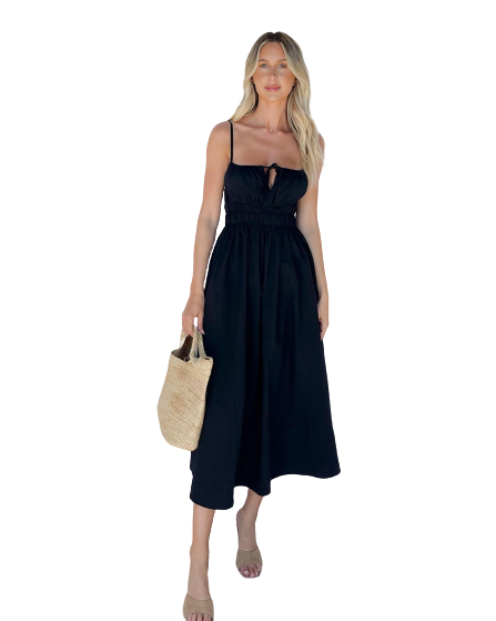 knee length dresses for ladies SHORT SLEEVE RUCHED MIDI DRESS – Maggy London main image 1