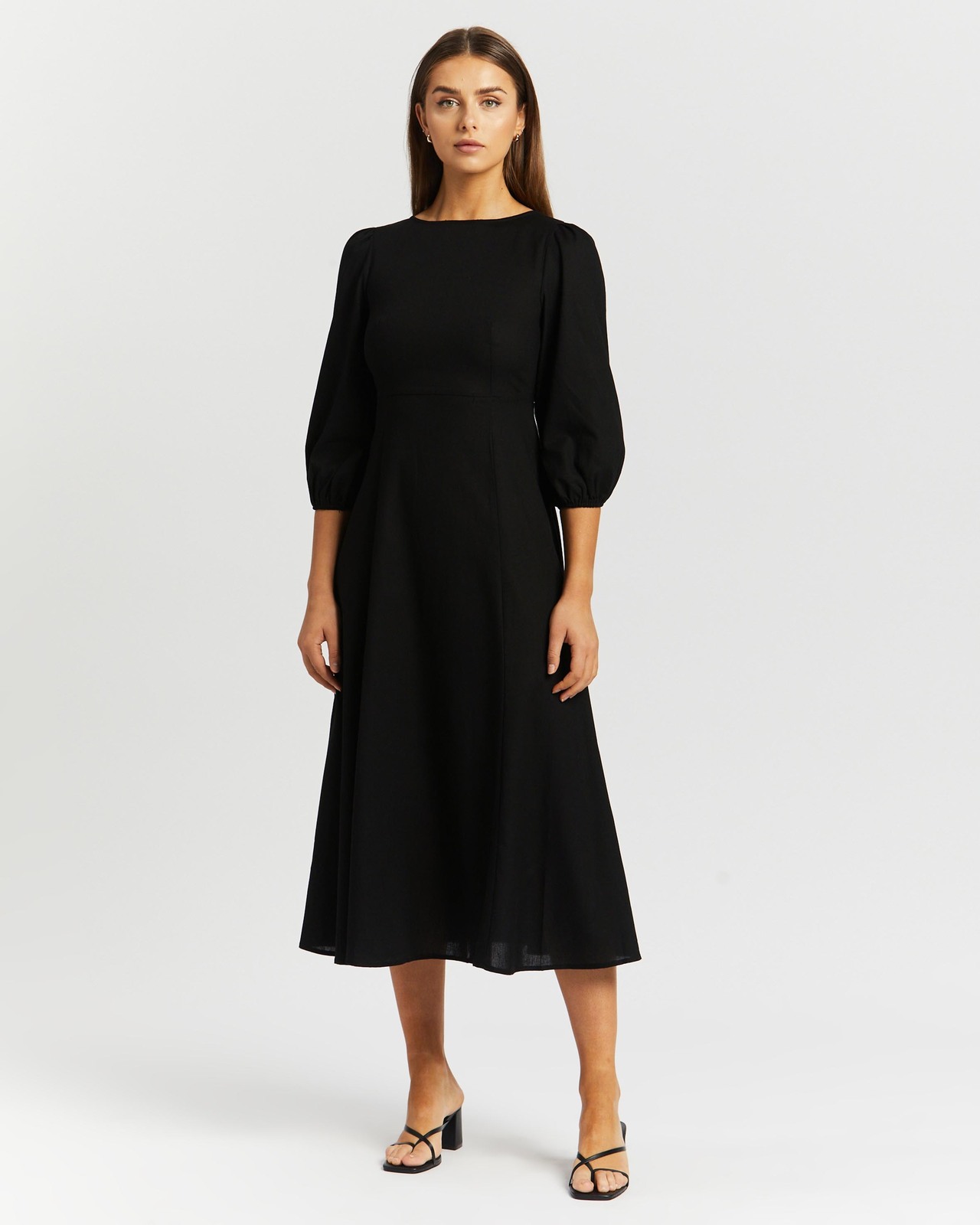 Brianna Linen Blend Midi Dress