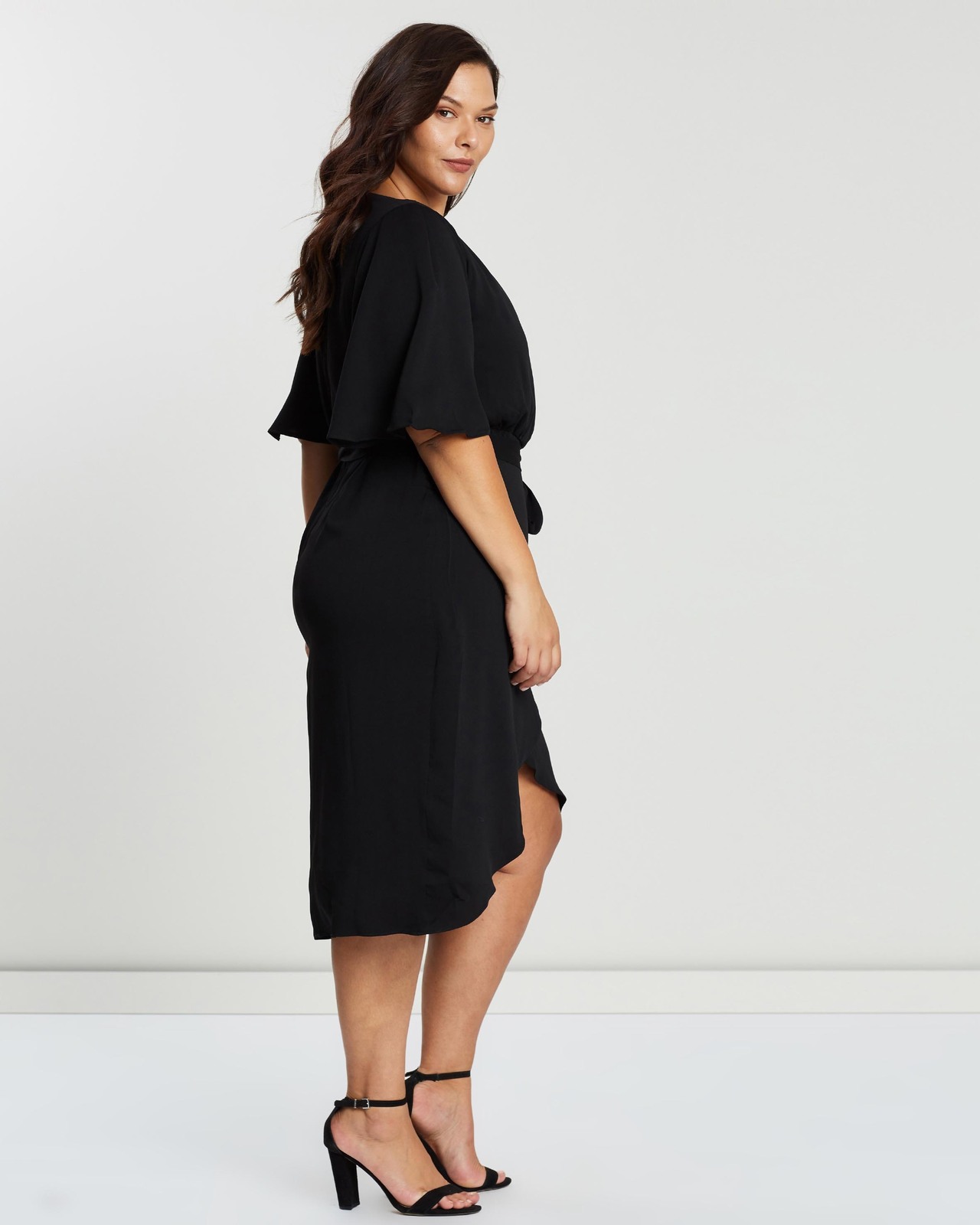 CS CURVY River Flutter Sleeve Drape Dress