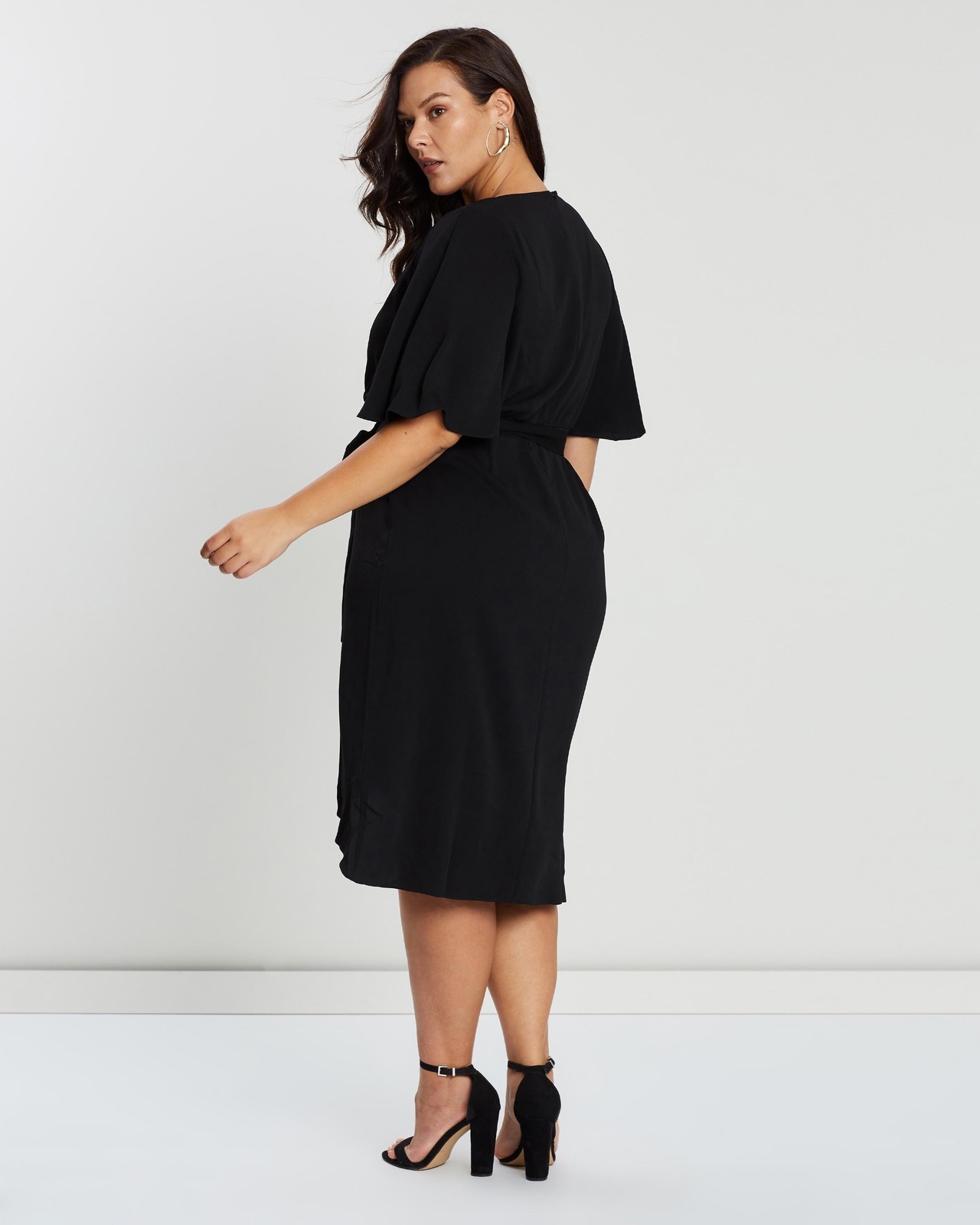 CS CURVY River Flutter Sleeve Drape Dress