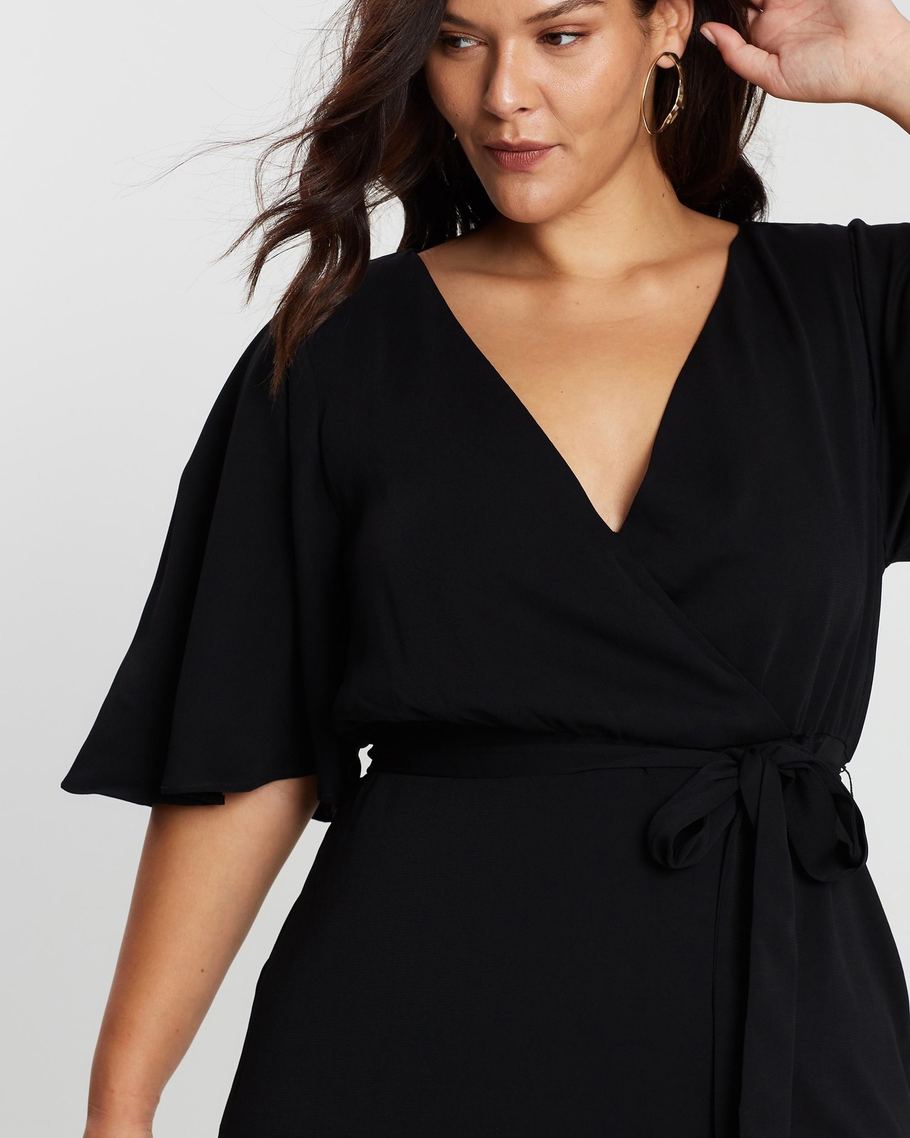 CS CURVY River Flutter Sleeve Drape Dress