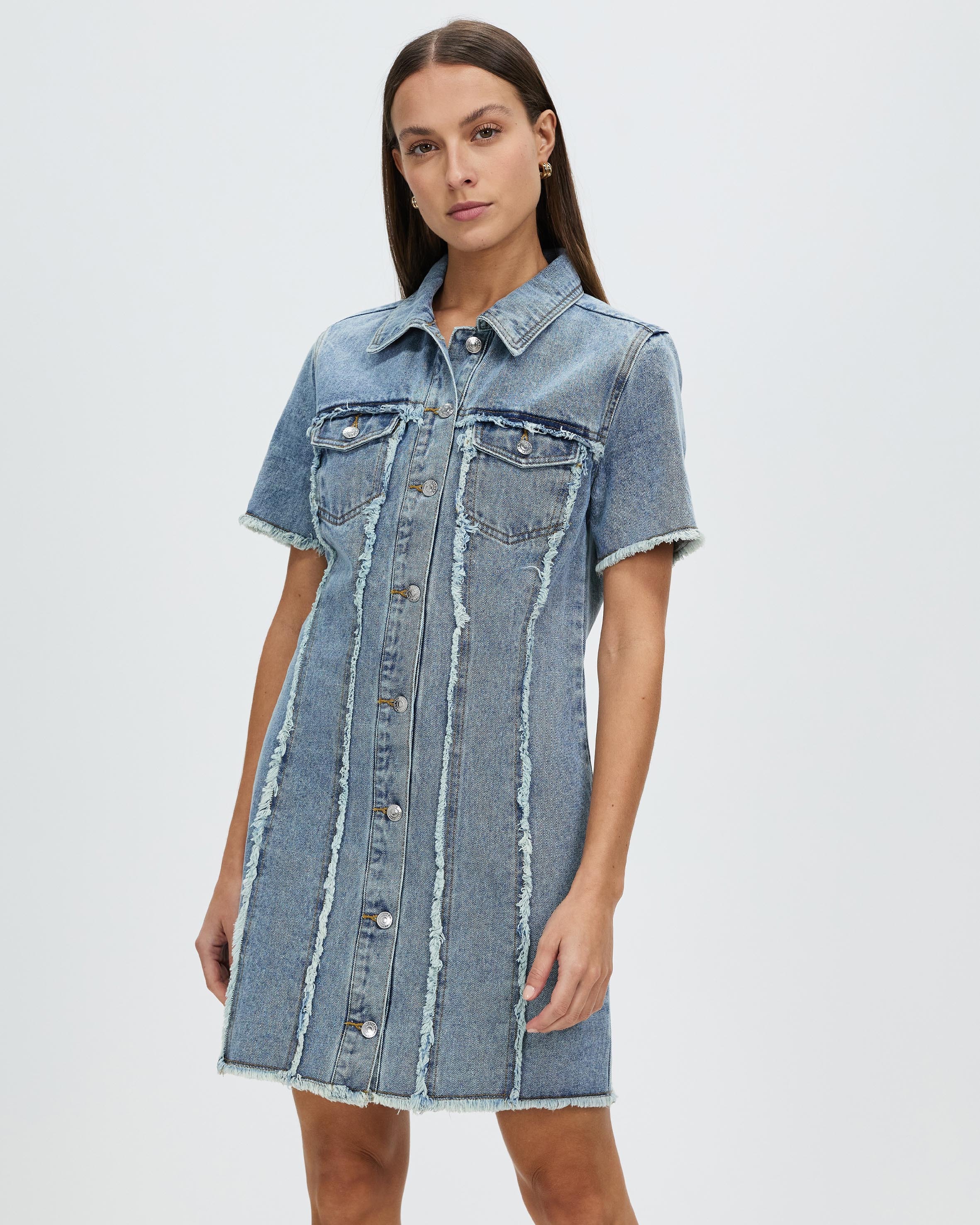 ena pelly denim dress Ena Pelly EP x EP Stellar Denim Dress Light Blue Wash