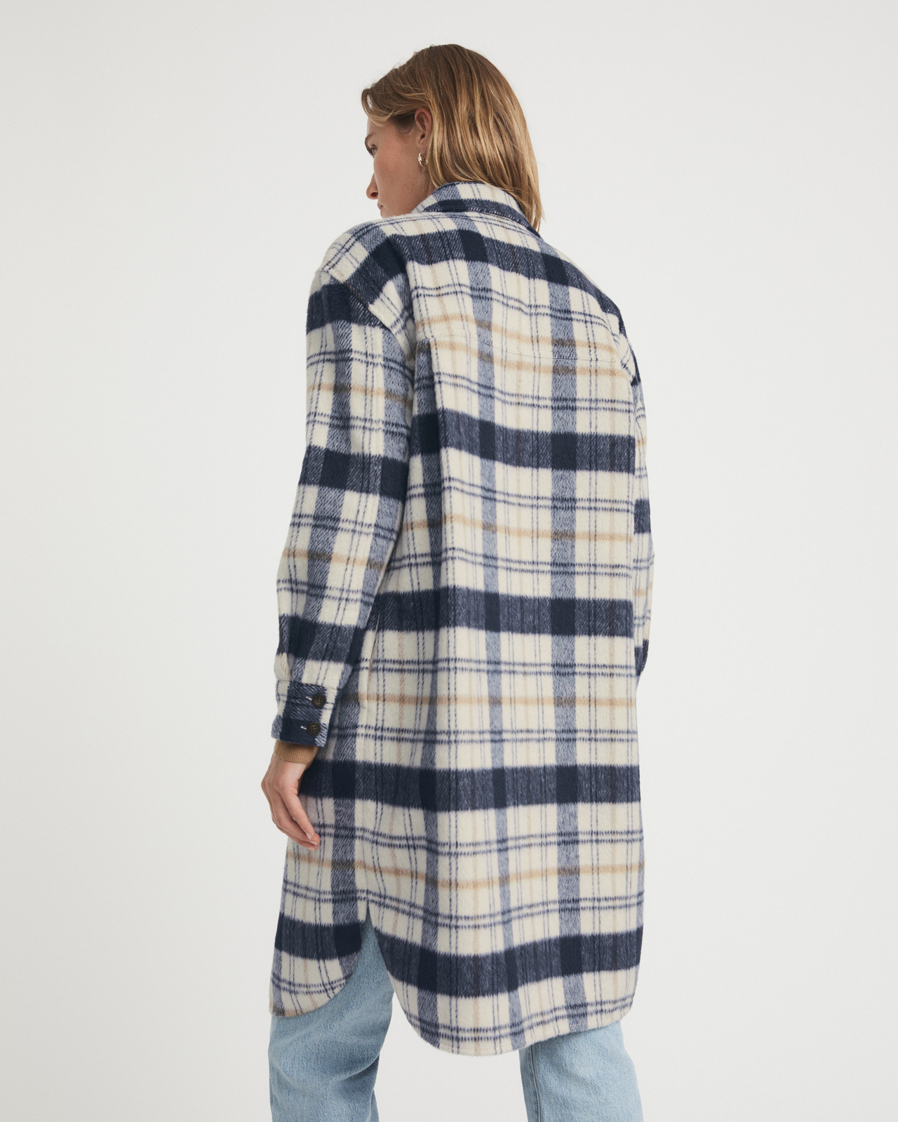 WITCHERY Check Long Line Shacket AirRobe