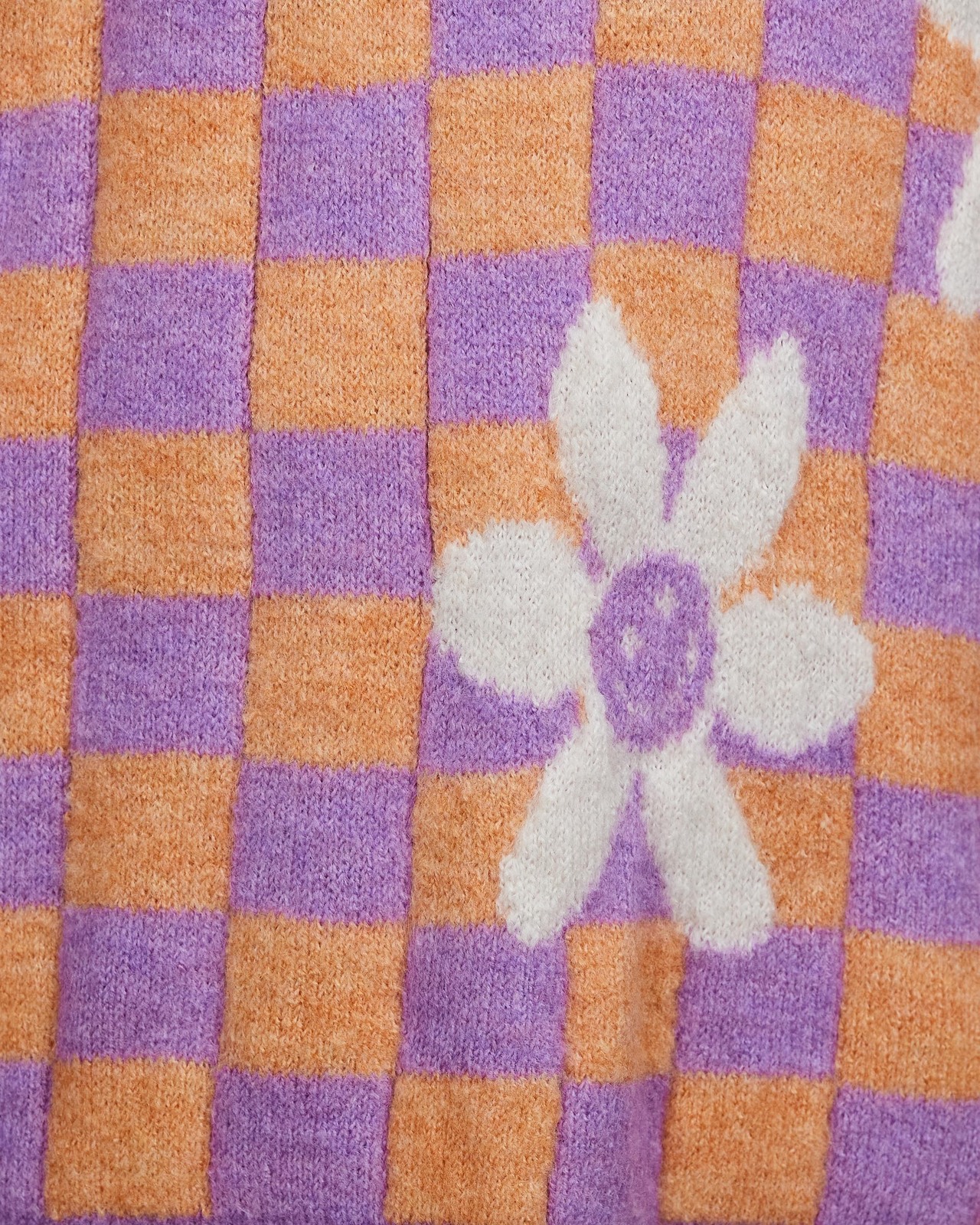 Knitted Checkerboard Flower Jumper