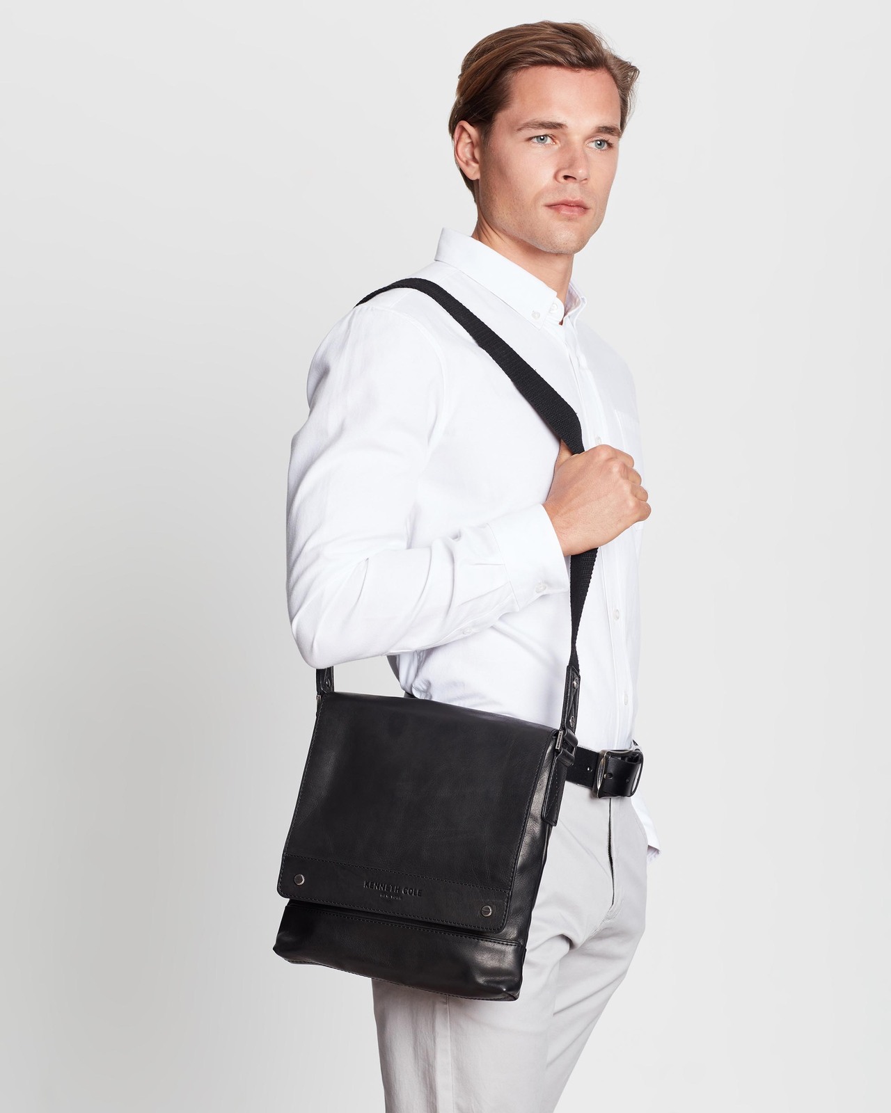 Leather North South Messenger