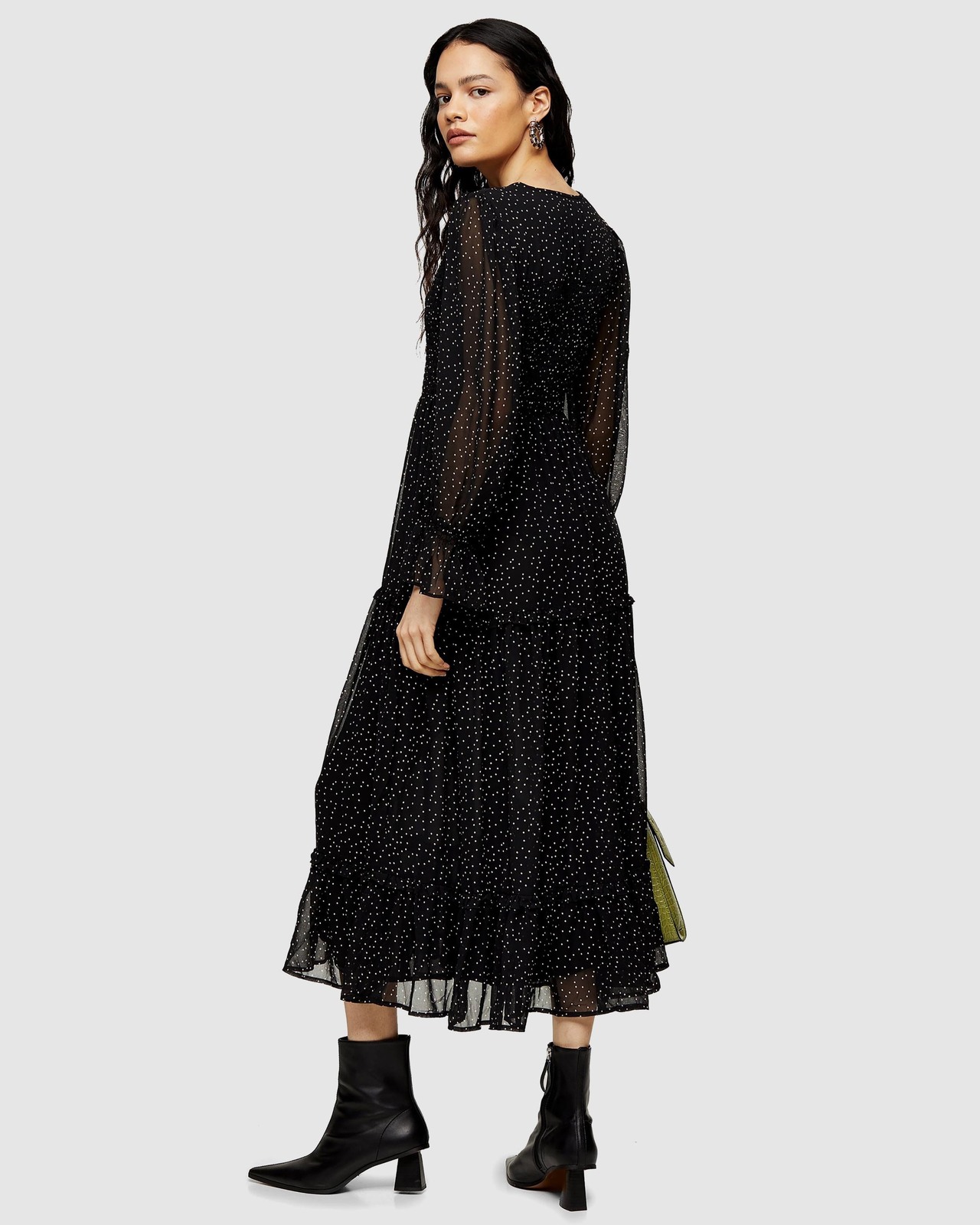 Spot Shirred Chuck On Dress