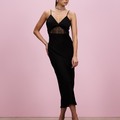 topshop lace back satin slip dress TOPSHOP Sheer Lace Maxi Dress With Scoop Back in Black