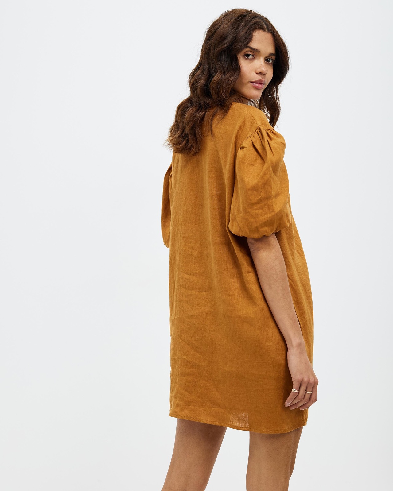 Linen Mini Drawcord Detail Dress