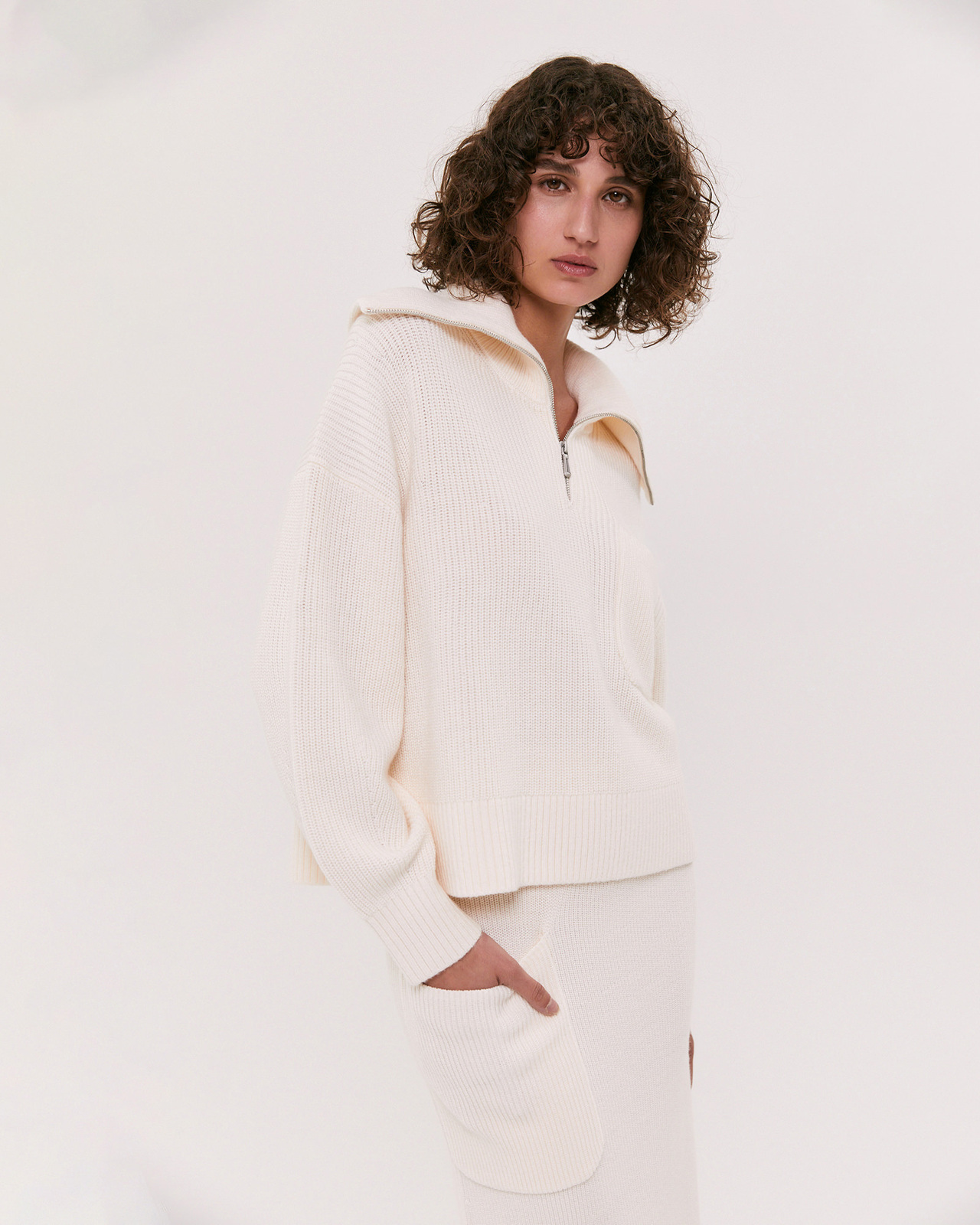 SB Chloe Wool Blend Zip Polo