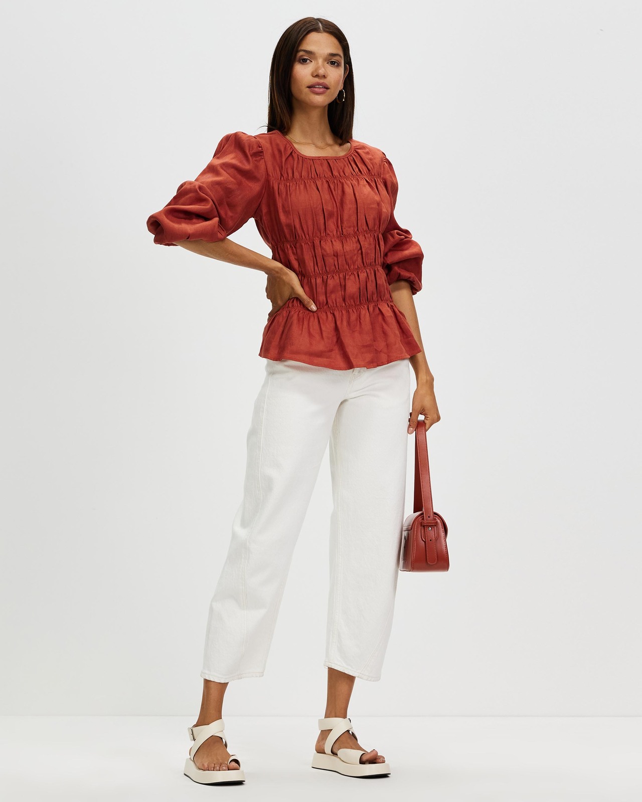 Shirred Linen Top