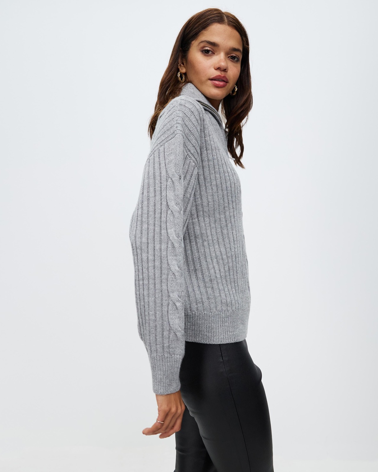 Henley Quarter Zip Cable Knit