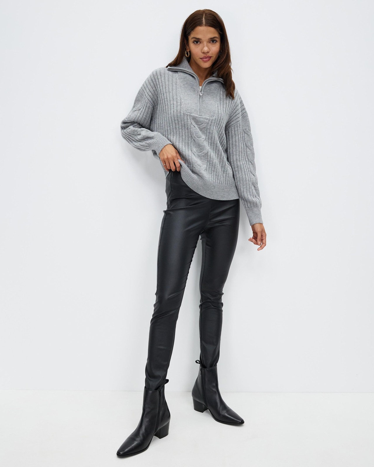 Henley Quarter Zip Cable Knit