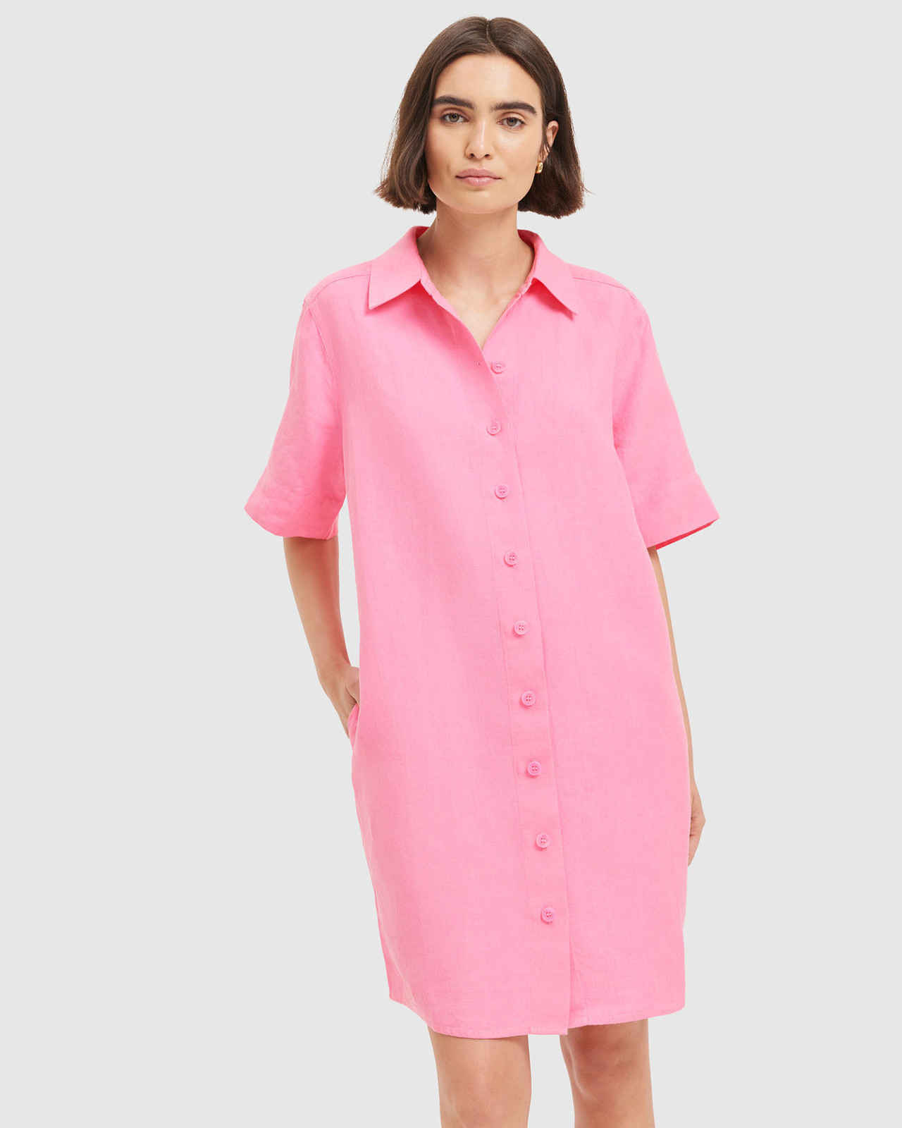 Country Road Organically Grown Linen Short Sleeve Linen Dress - AirRobe Country Road Organically Grown Linen Short Sleeve Linen Dress - AirRobe