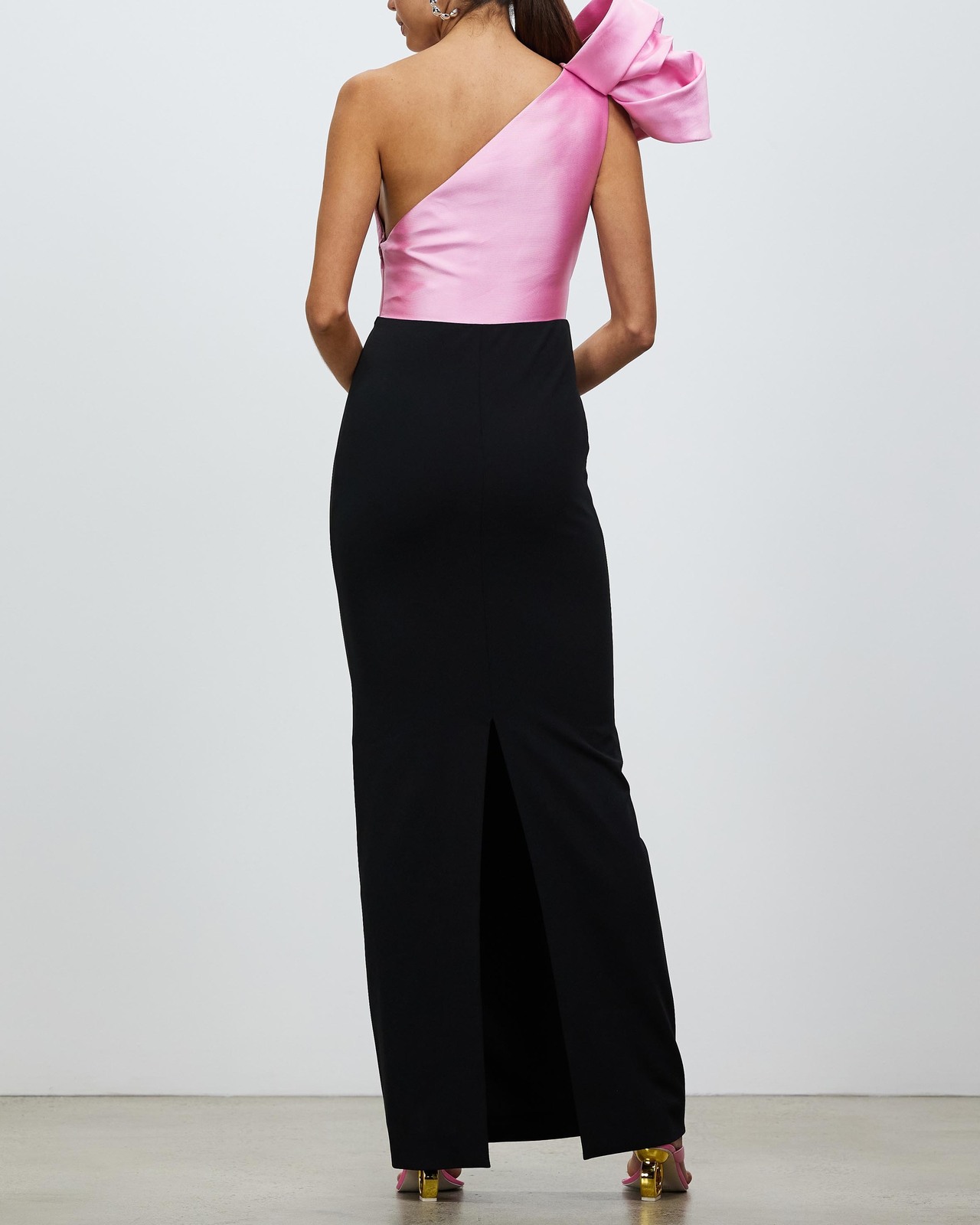 open lace back dress The Lea Maxi Dress in Soft Pink and Black main image 1