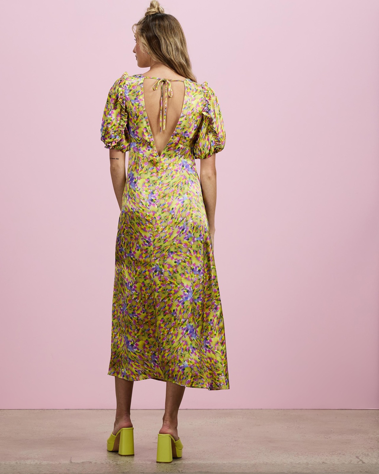 Blurred Watercolour Midi Tea Dress