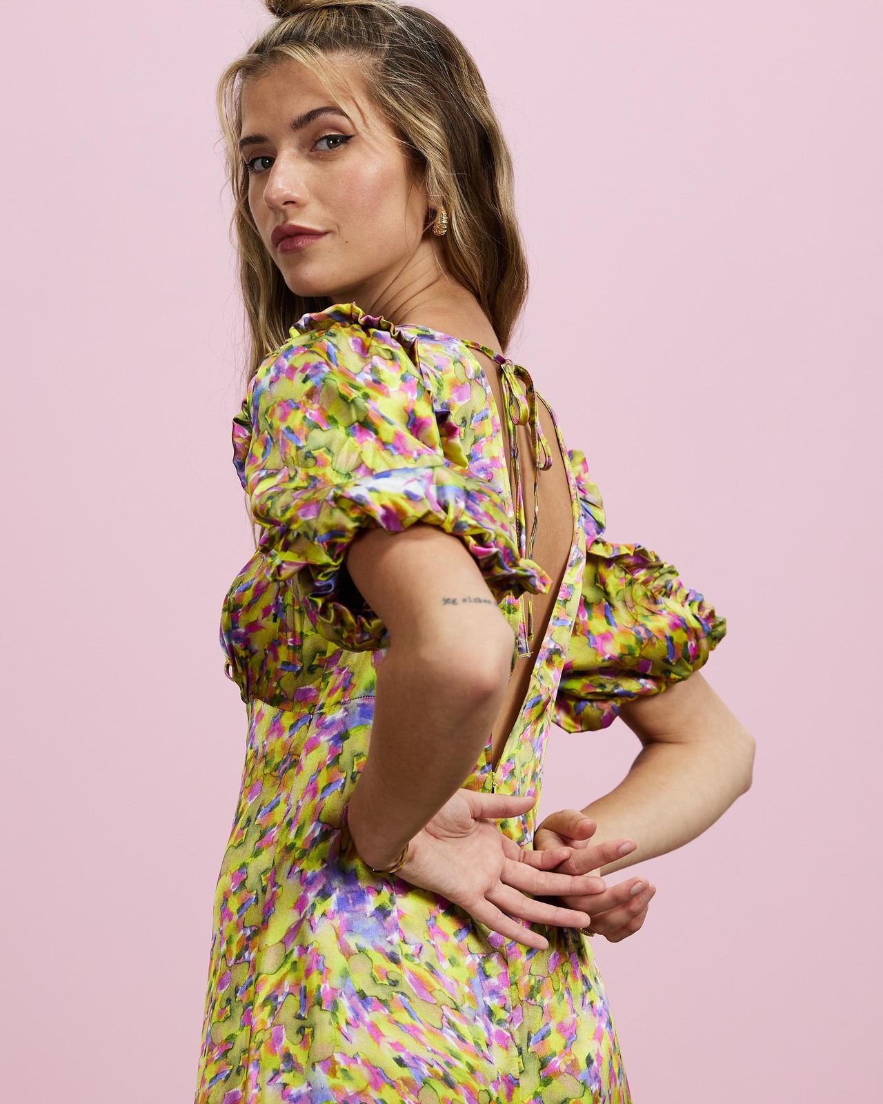 Blurred Watercolour Midi Tea Dress