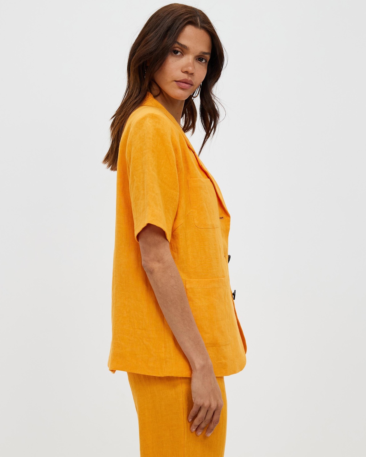 Short Sleeve Linen Blazer