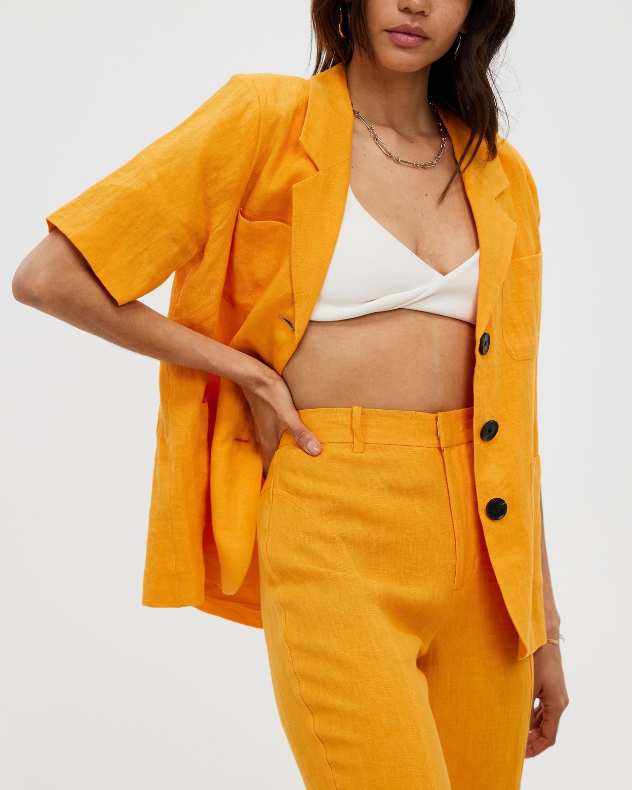 Short Sleeve Linen Blazer