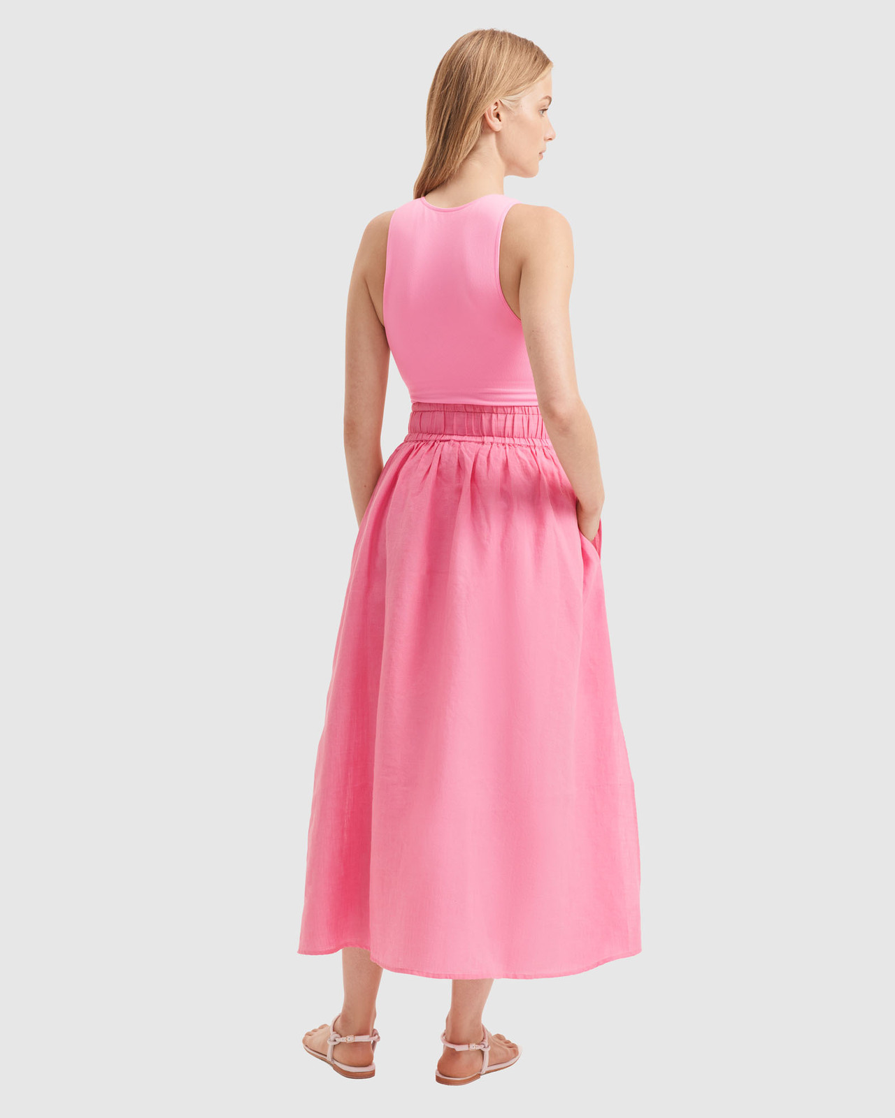 Organically Grown Linen Elastic Detail Skirt