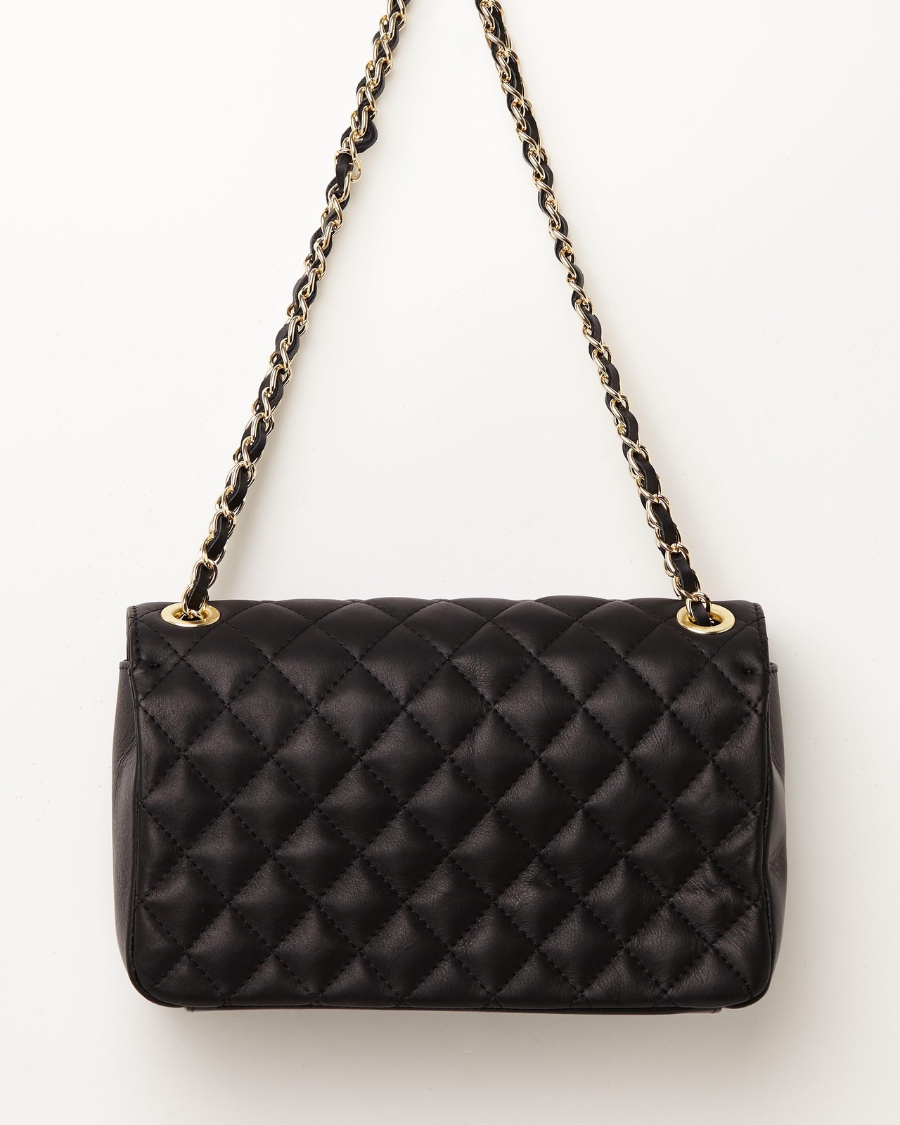 Bianca black Quilted black Italian leather handbag