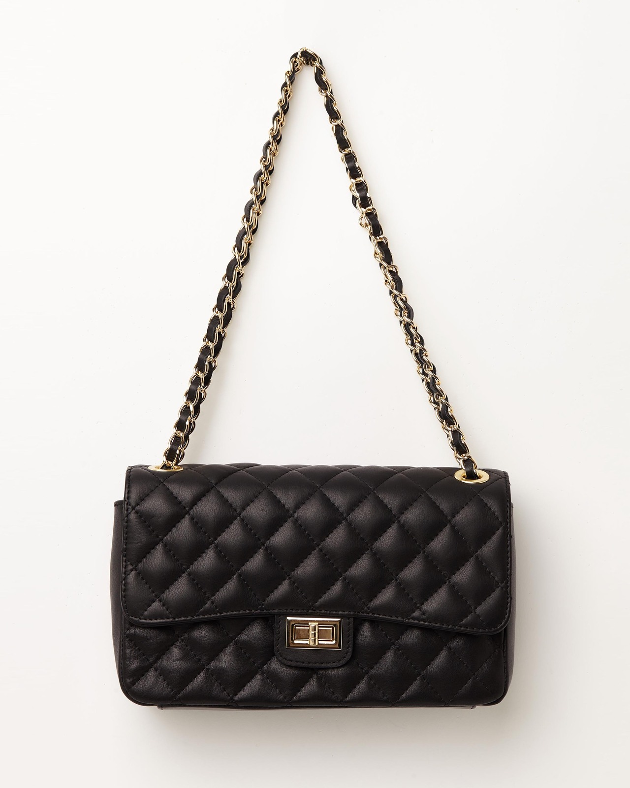 Bianca black Quilted black Italian leather handbag