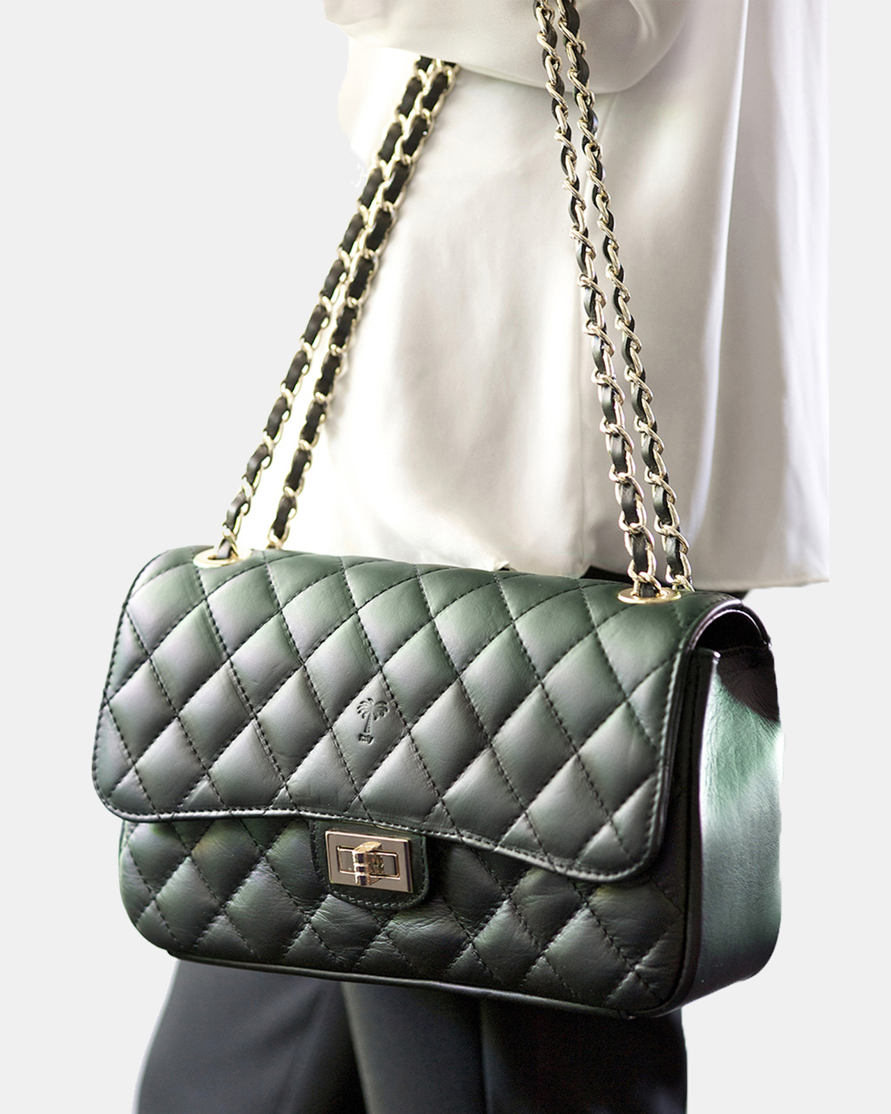 Bianca black Quilted black Italian leather handbag