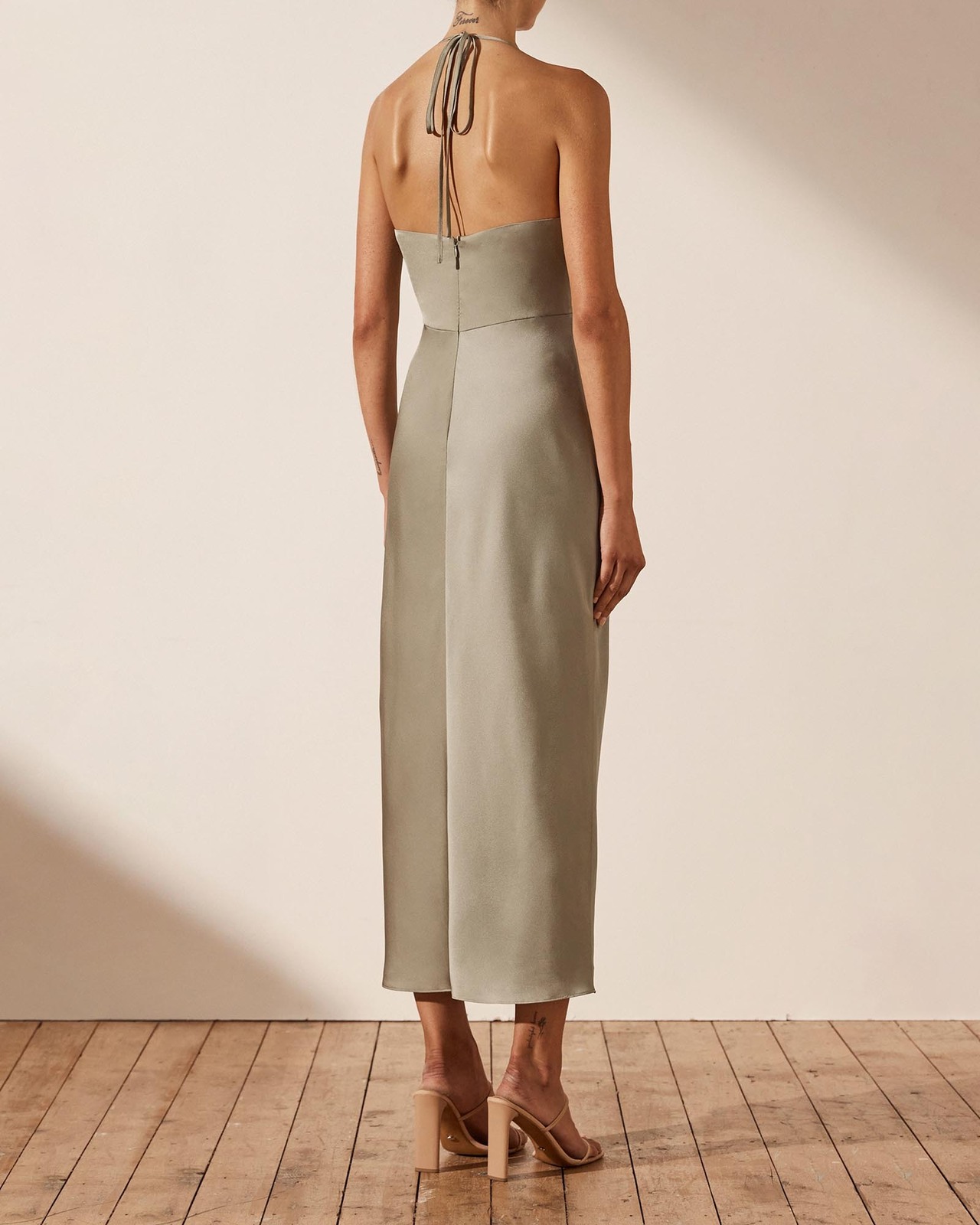 Shona Joy Luxe Twist Front Halter Midi Dress