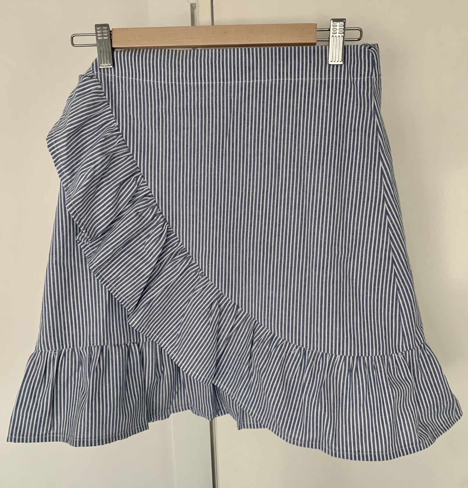 Wrap striped linen skirt