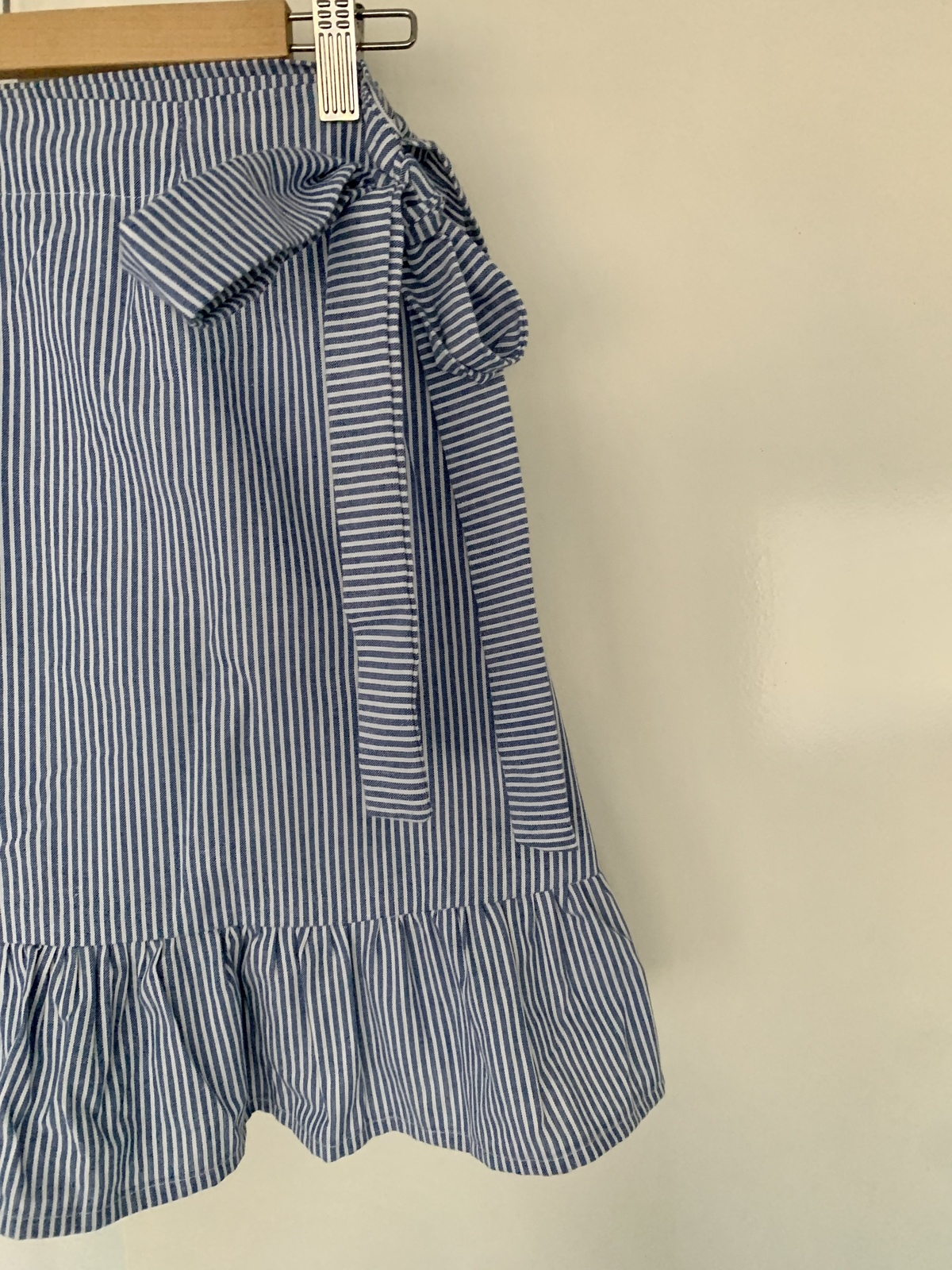 Wrap striped linen skirt