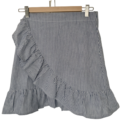 Wrap striped linen skirt