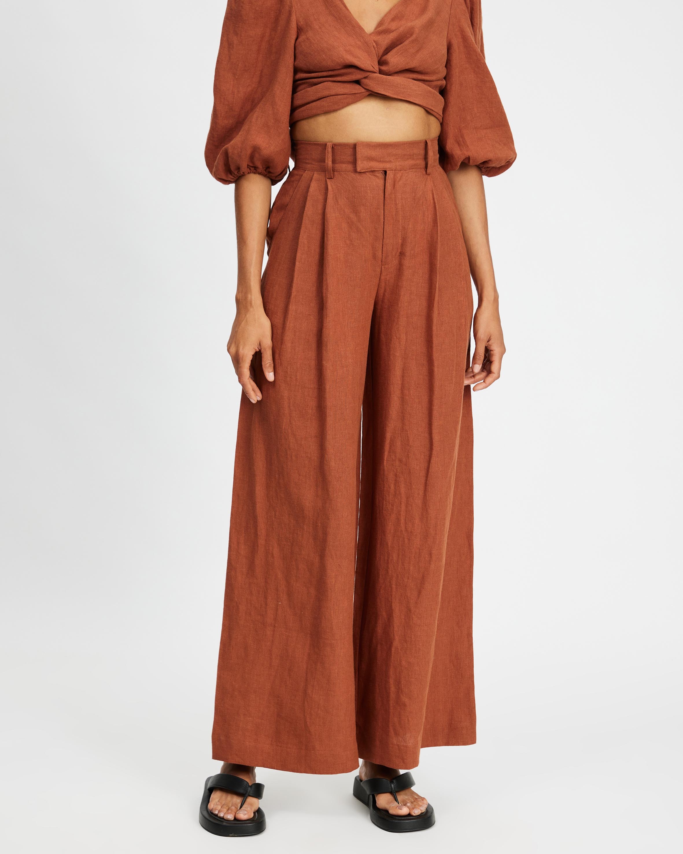 AERE Linen Wide Leg Pants AirRobe