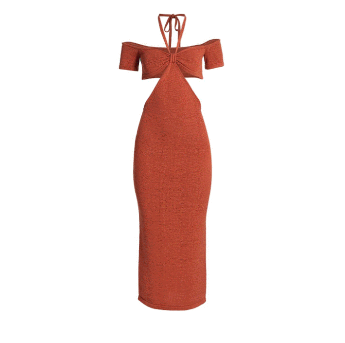 Cult Gaia Alicia Cutout Halter Knit Midi Dress in Jasper