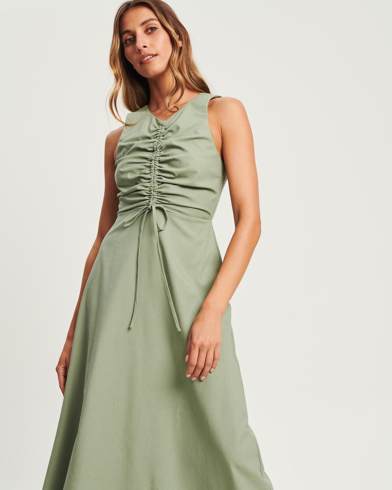 Willa Linen Drop Waist Midi Dress