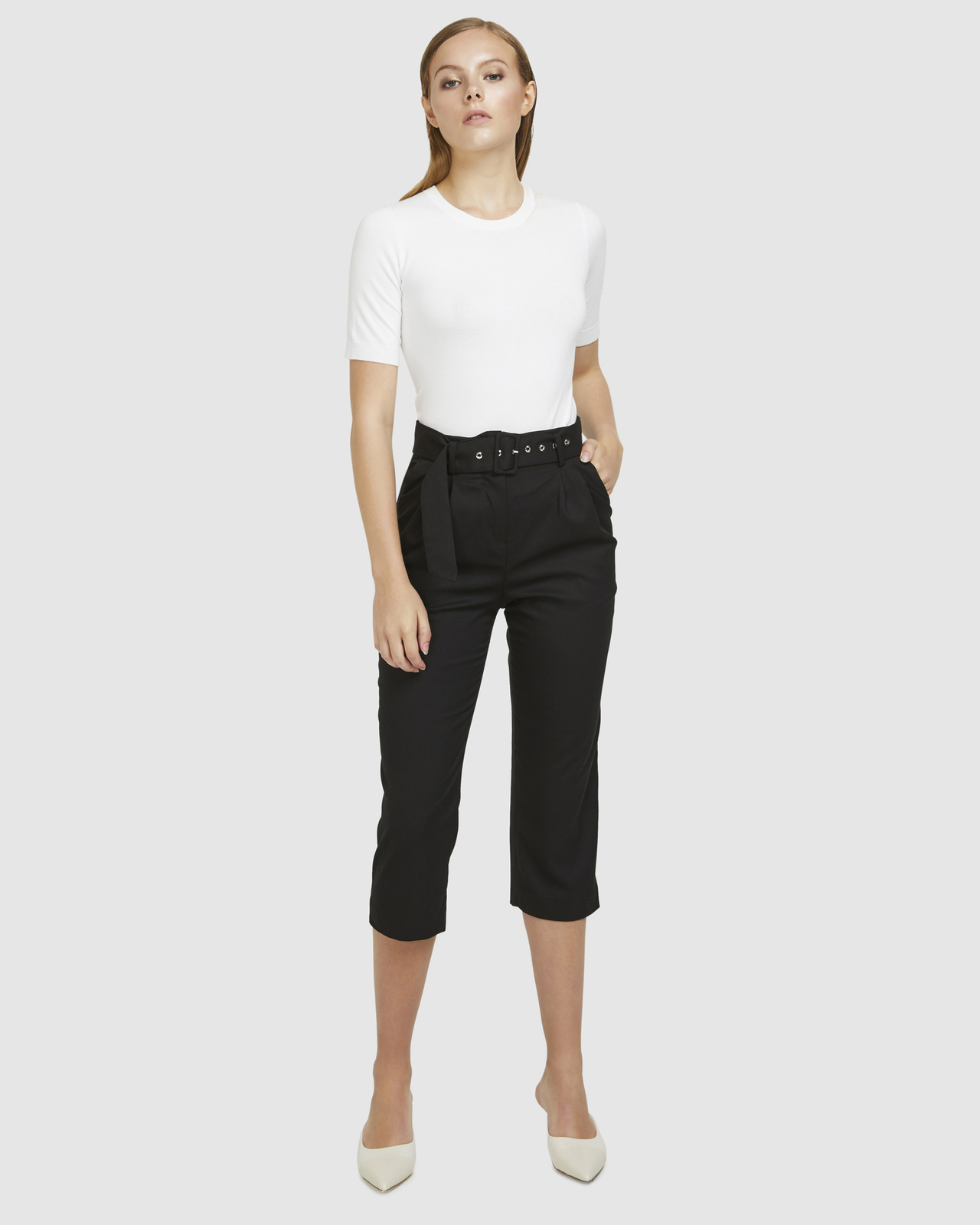 Belted Cropped Pants