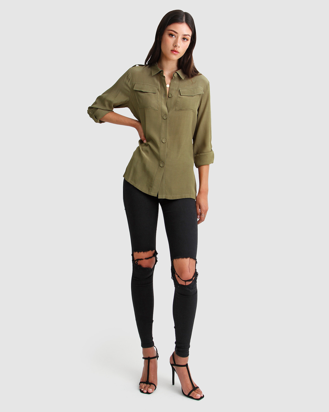 Eclipse Rolled Sleeve Blouse