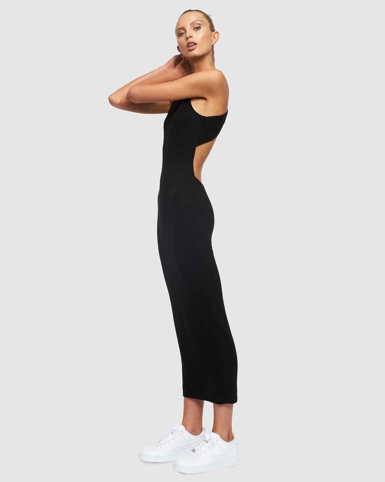 knee length dresses for ladies Marcella Women's Manhattan One Shoulder Midi Dress - Black main image 1